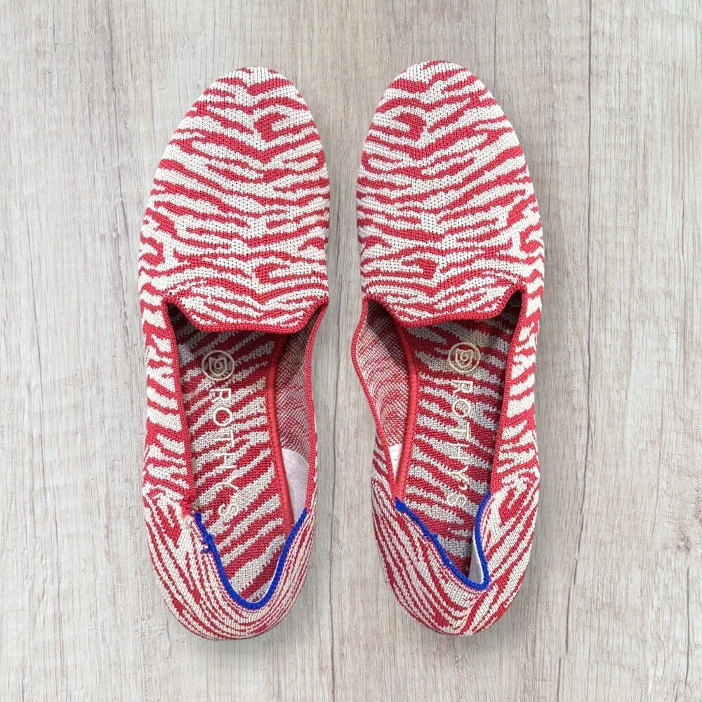 Rothy’s The Loafer Red Zebra Print Knit Flats Women’s 9 Sustainable Chic Travel